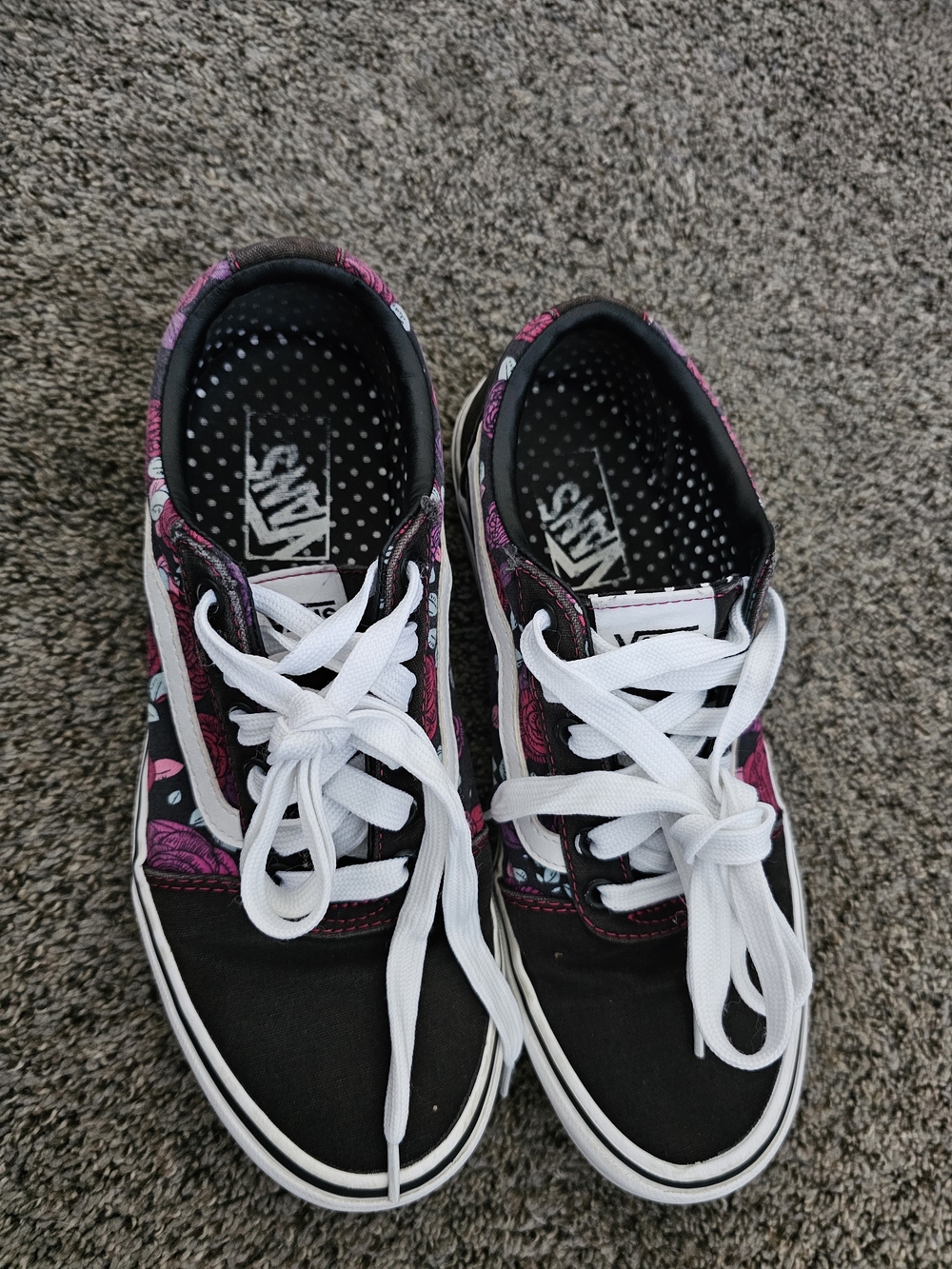 Vans Women's Sz 8.5 Black & Pink Floral Old Skool Low-Top Sneakers